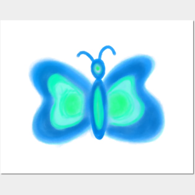 blue green watercolor abstract butterfly design Wall Art by Artistic_st